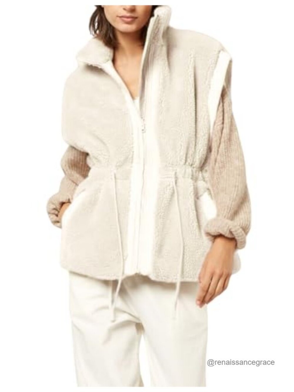 Fleece Vest Zip Up Sleeveless Sherpa Jacket Oversized Winter Outerwear